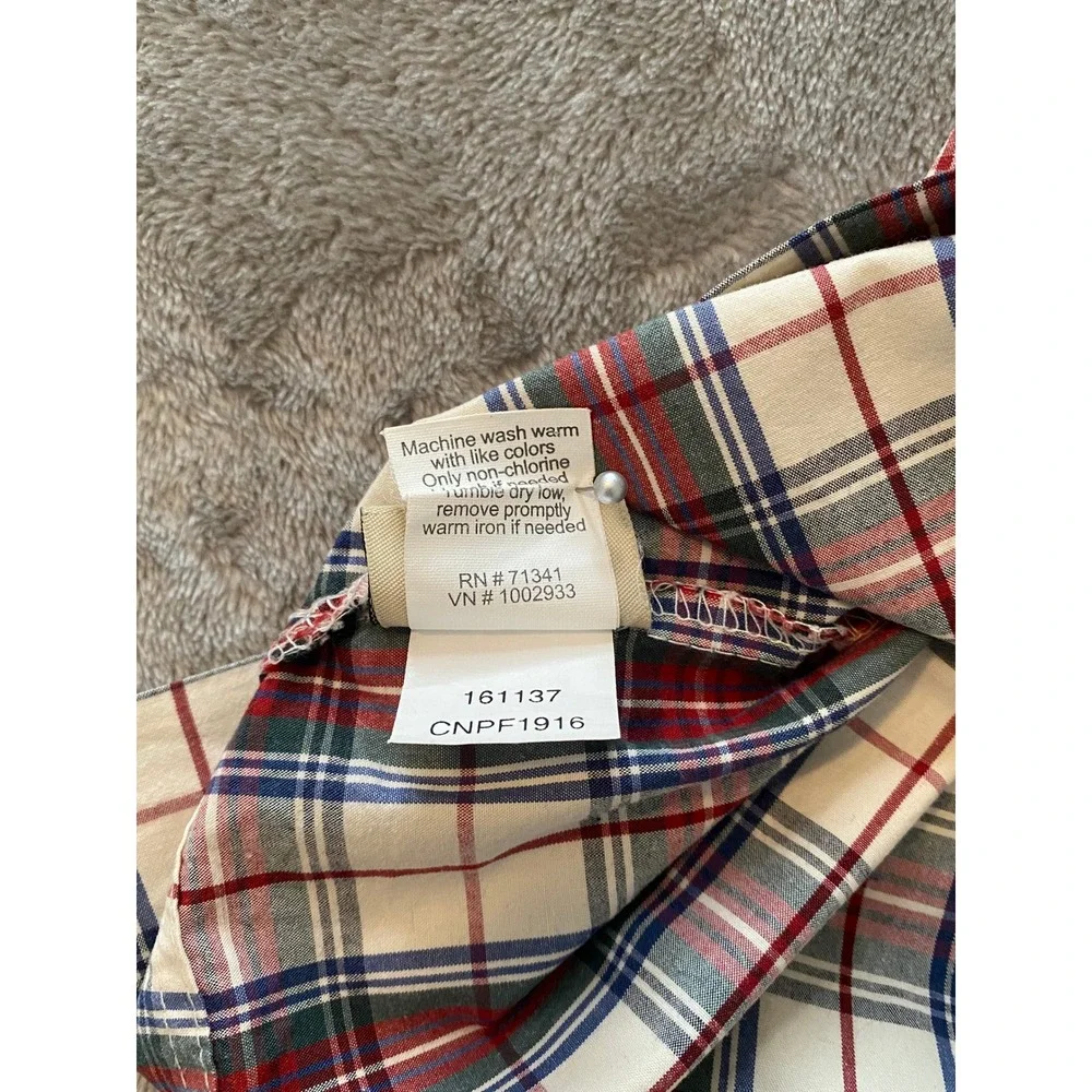L.L. Bean Sheet Set King Red Plaid 1 Flat 1 King/2 Standard Pillowcases Cotton